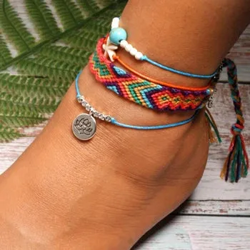 Jewellery - Handmade 4 Piece Bohemian Chic Summer Anklet Set - New
