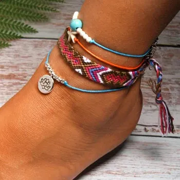 Jewellery - Handmade 4 Piece Bohemian Chic Summer Anklet Set - New