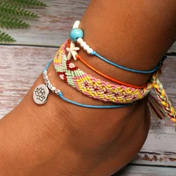 Jewellery - Handmade 4 Piece Bohemian Chic Summer Anklet Set - New