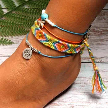 Jewellery - Handmade 4 Piece Bohemian Chic Summer Anklet Set - New