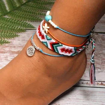 Jewellery - Handmade 4 Piece Bohemian Chic Summer Anklet Set - New