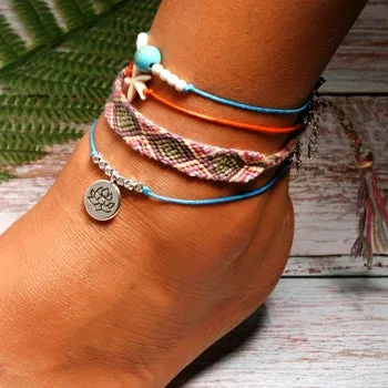 Jewellery - Handmade 4 Piece Bohemian Chic Summer Anklet Set - New