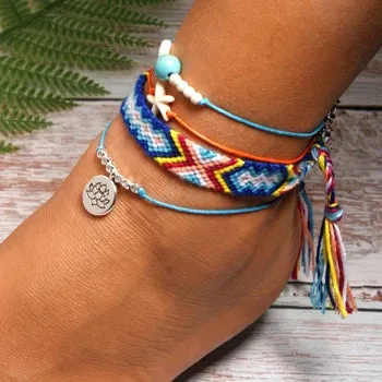 Jewellery - Handmade 4 Piece Bohemian Chic Summer Anklet Set - New