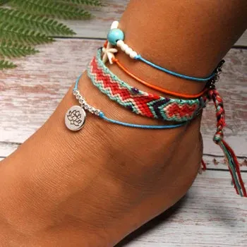 Jewellery - Handmade 4 Piece Bohemian Chic Summer Anklet Set - New