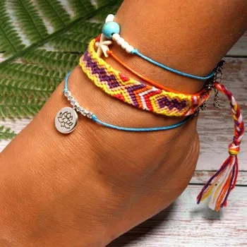 Jewellery - Handmade 4 Piece Bohemian Chic Summer Anklet Set - New