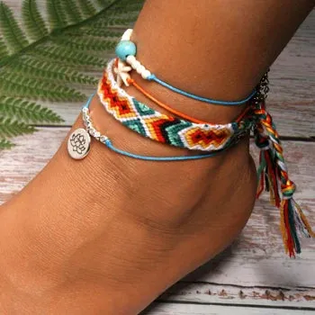 Jewellery - Handmade 4 Piece Bohemian Chic Summer Anklet Set - New