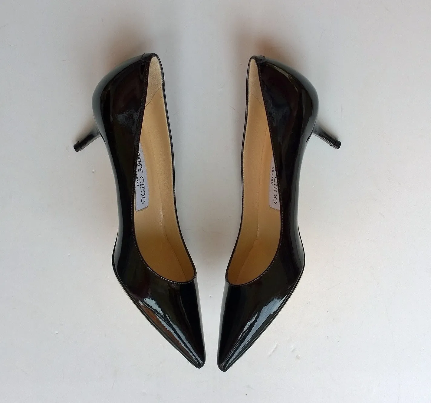 Jimmy Choo Aza Black Patent Kitten Heels pointy pumps sale