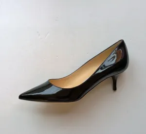 Jimmy Choo Aza Black Patent Kitten Heels pointy pumps sale