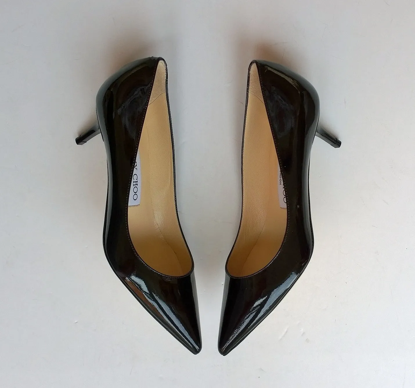 Jimmy Choo Aza Black Patent Kitten Heels pointy pumps sale
