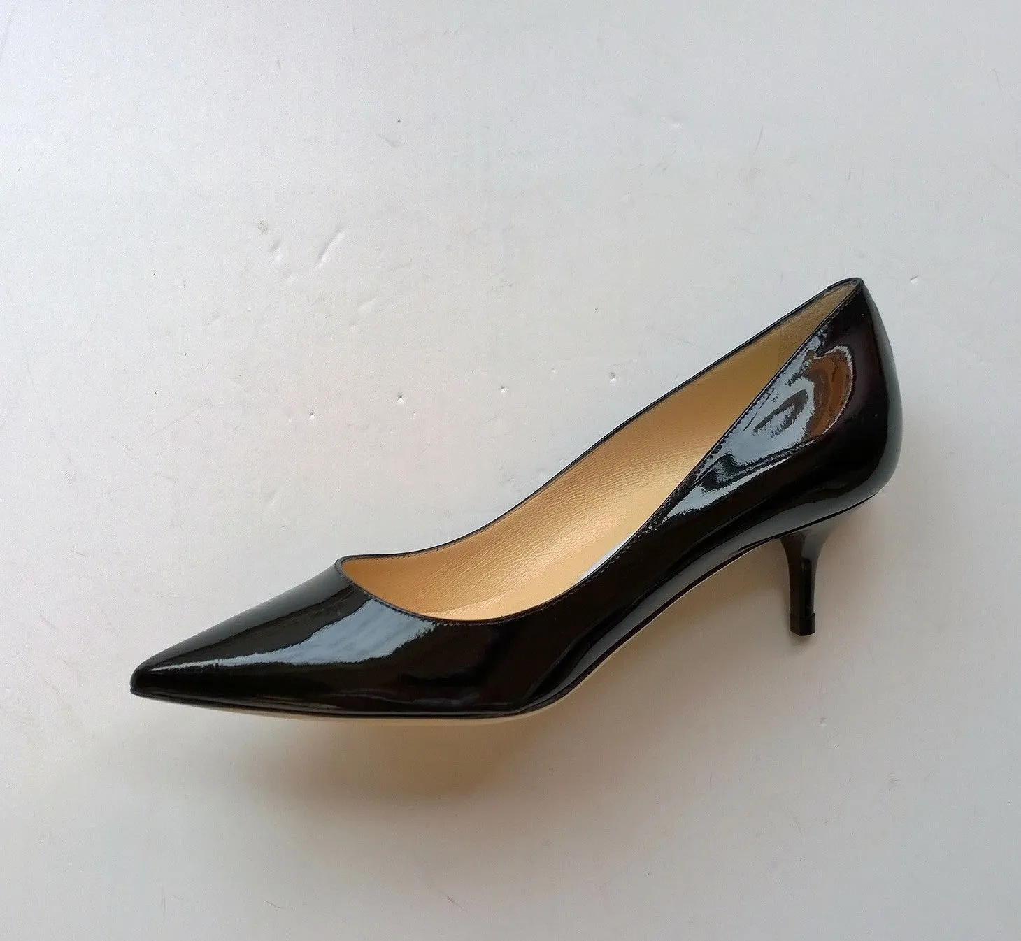 Jimmy Choo Aza Black Patent Kitten Heels pointy pumps sale