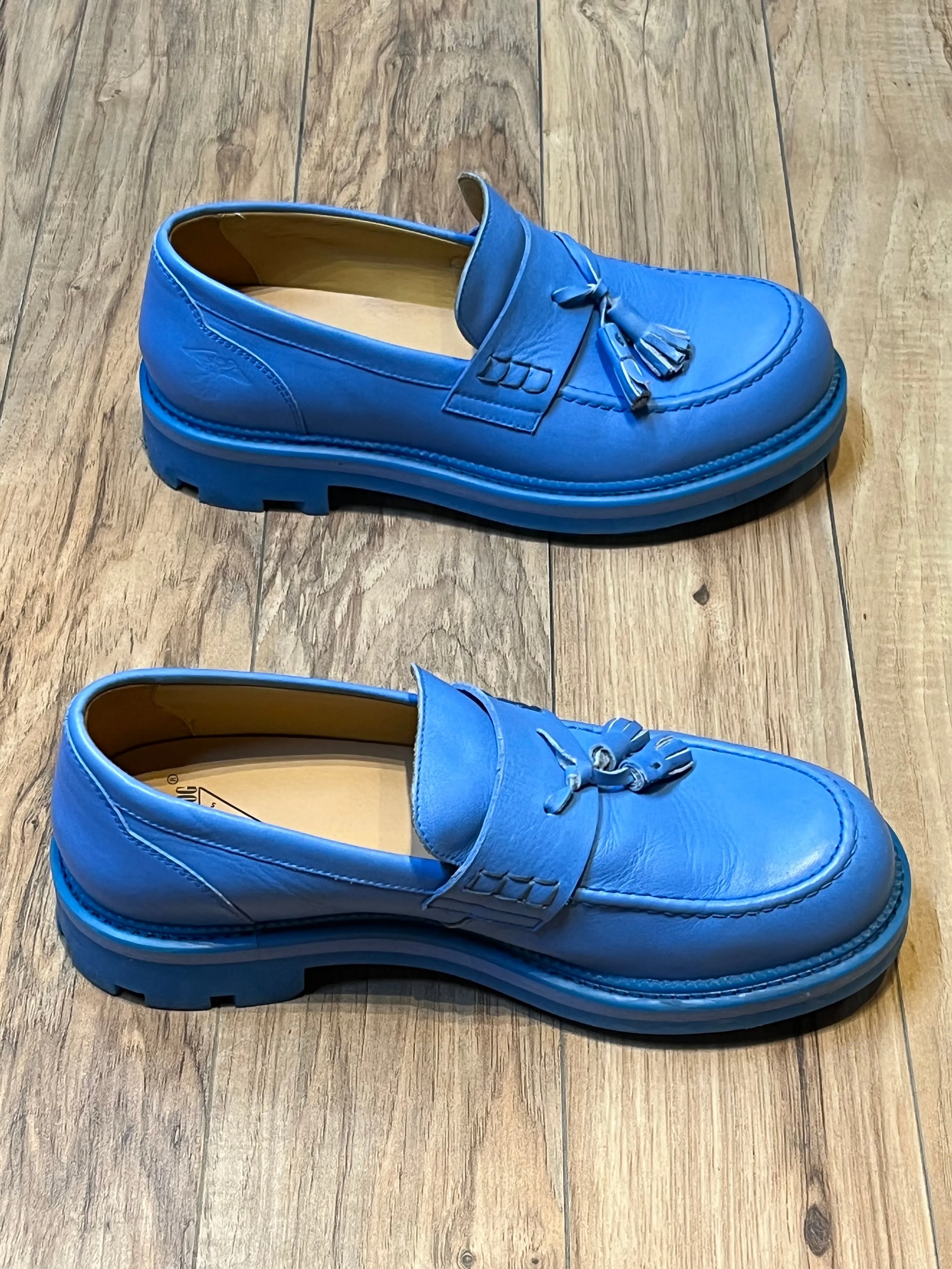 John Fluevog 7th Heaven Lindy Blue Loafers, Made in Portugal, Size US Mens 9, EUR 42