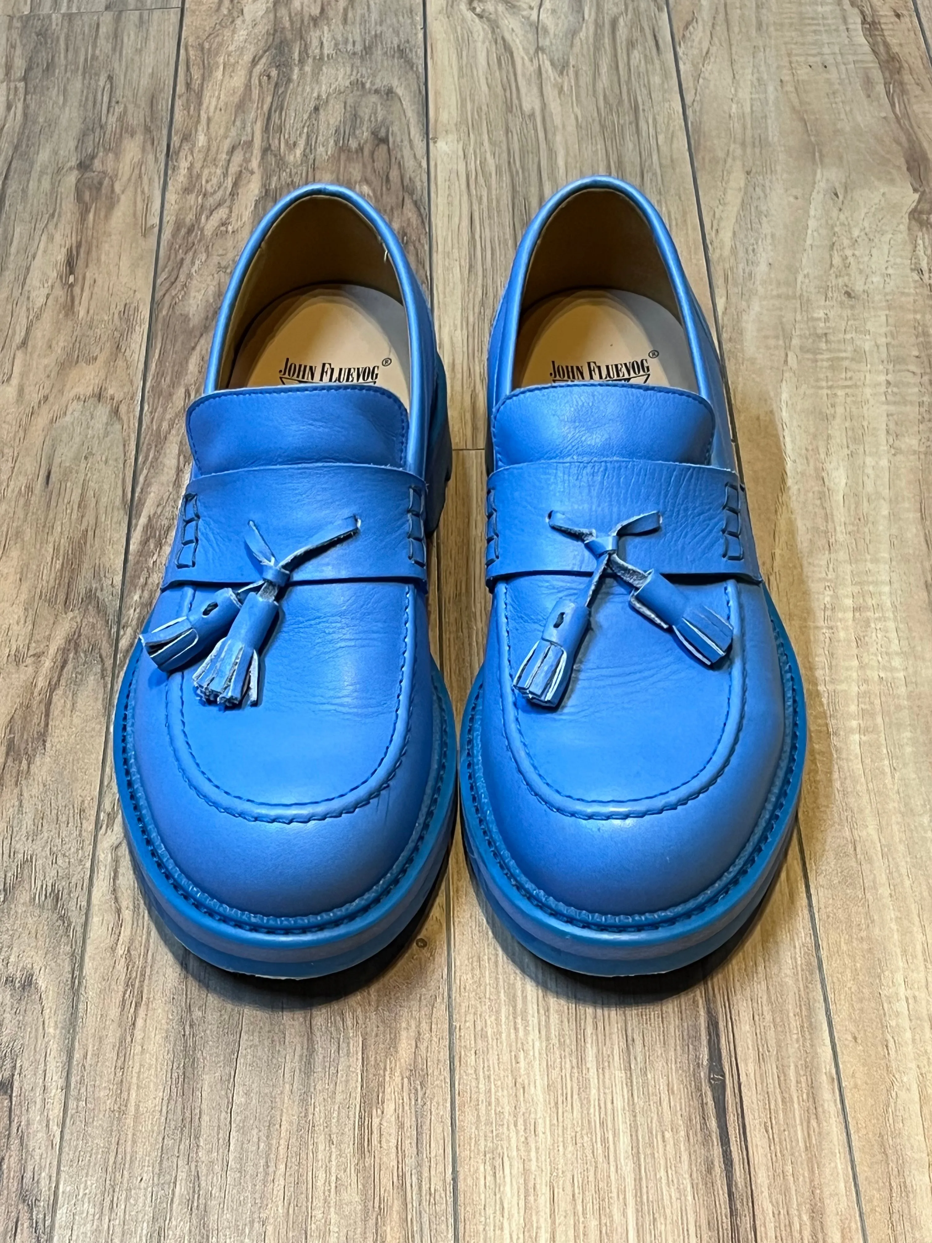 John Fluevog 7th Heaven Lindy Blue Loafers, Made in Portugal, Size US Mens 9, EUR 42