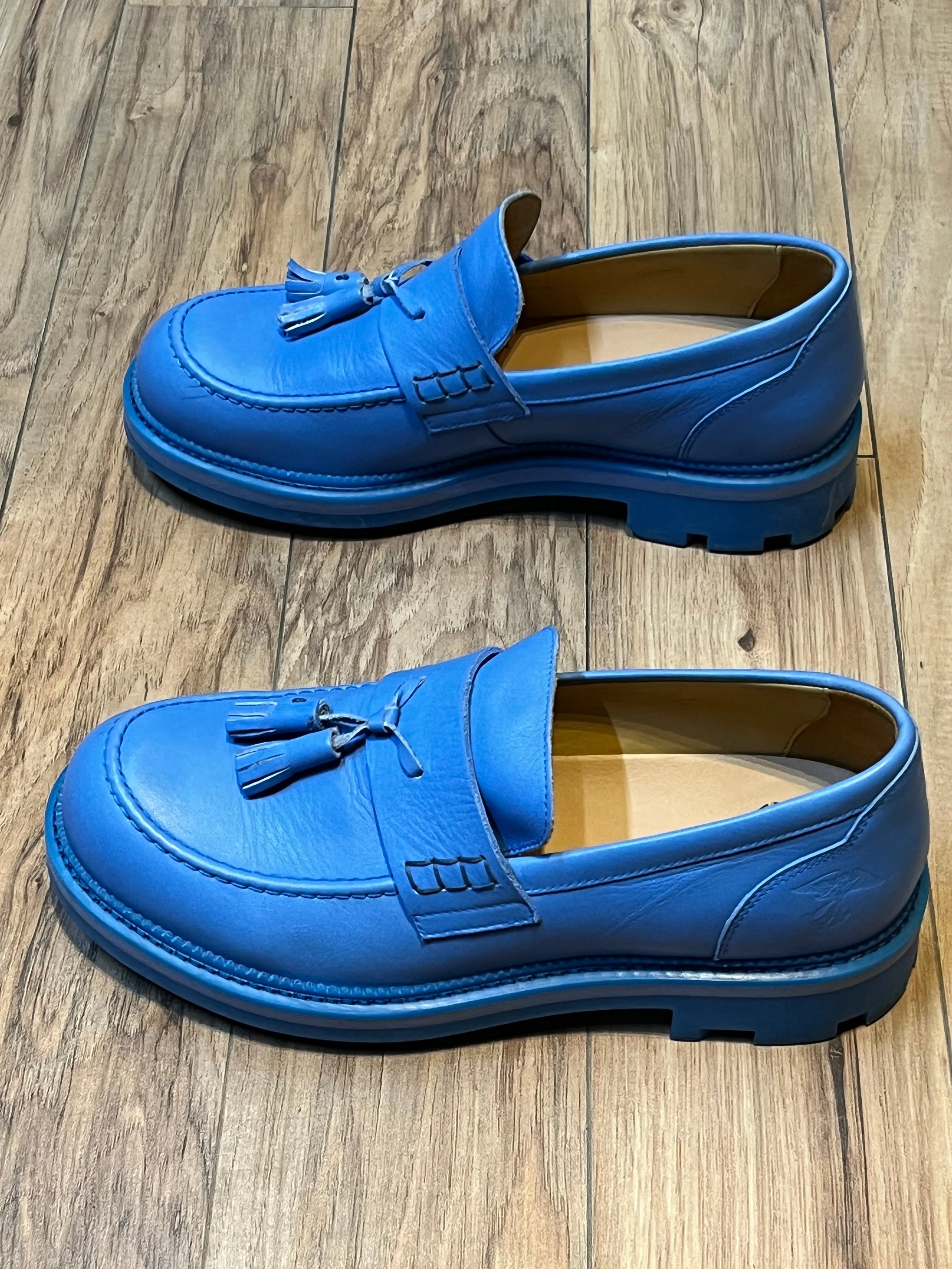 John Fluevog 7th Heaven Lindy Blue Loafers, Made in Portugal, Size US Mens 9, EUR 42