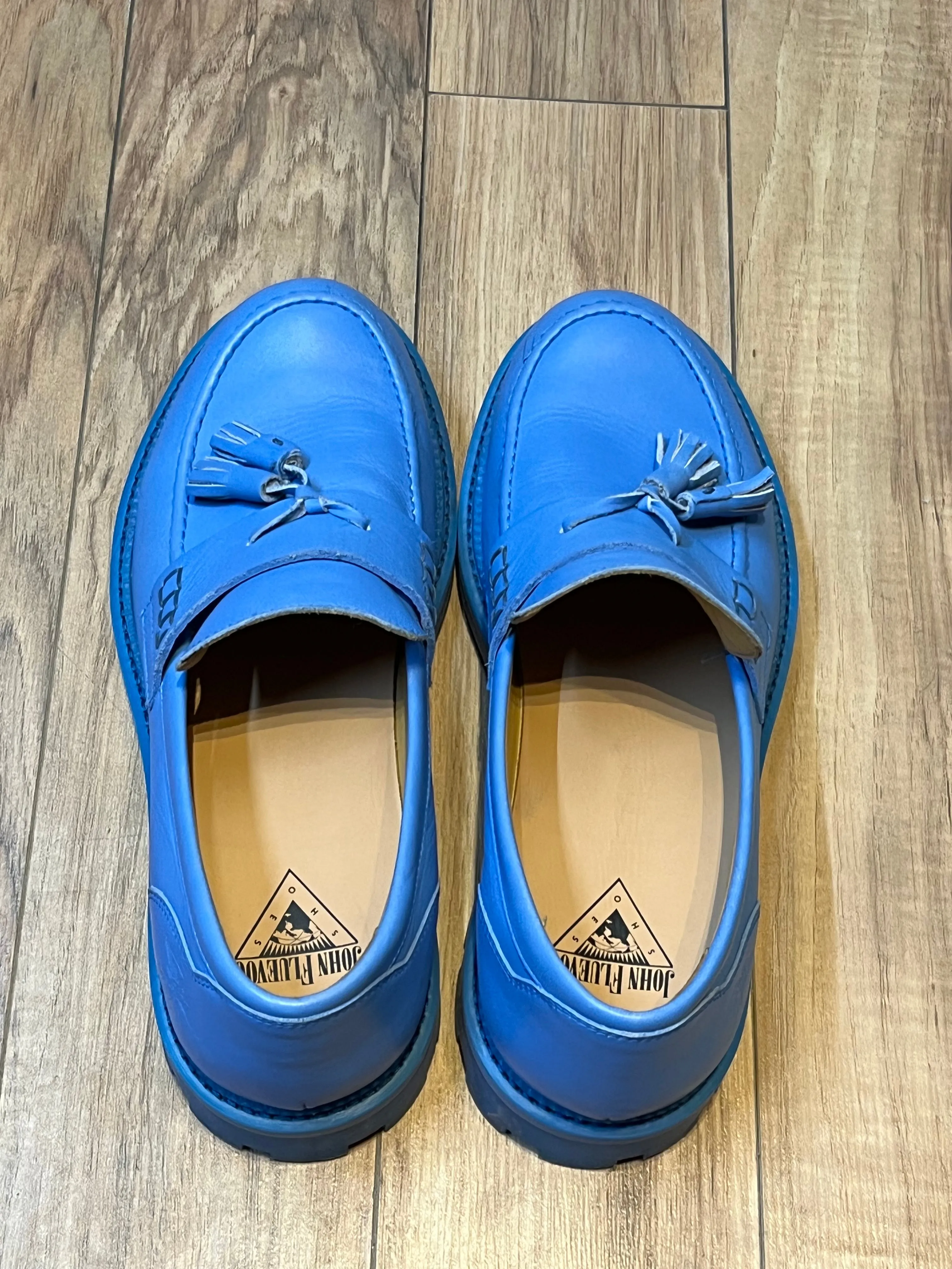 John Fluevog 7th Heaven Lindy Blue Loafers, Made in Portugal, Size US Mens 9, EUR 42