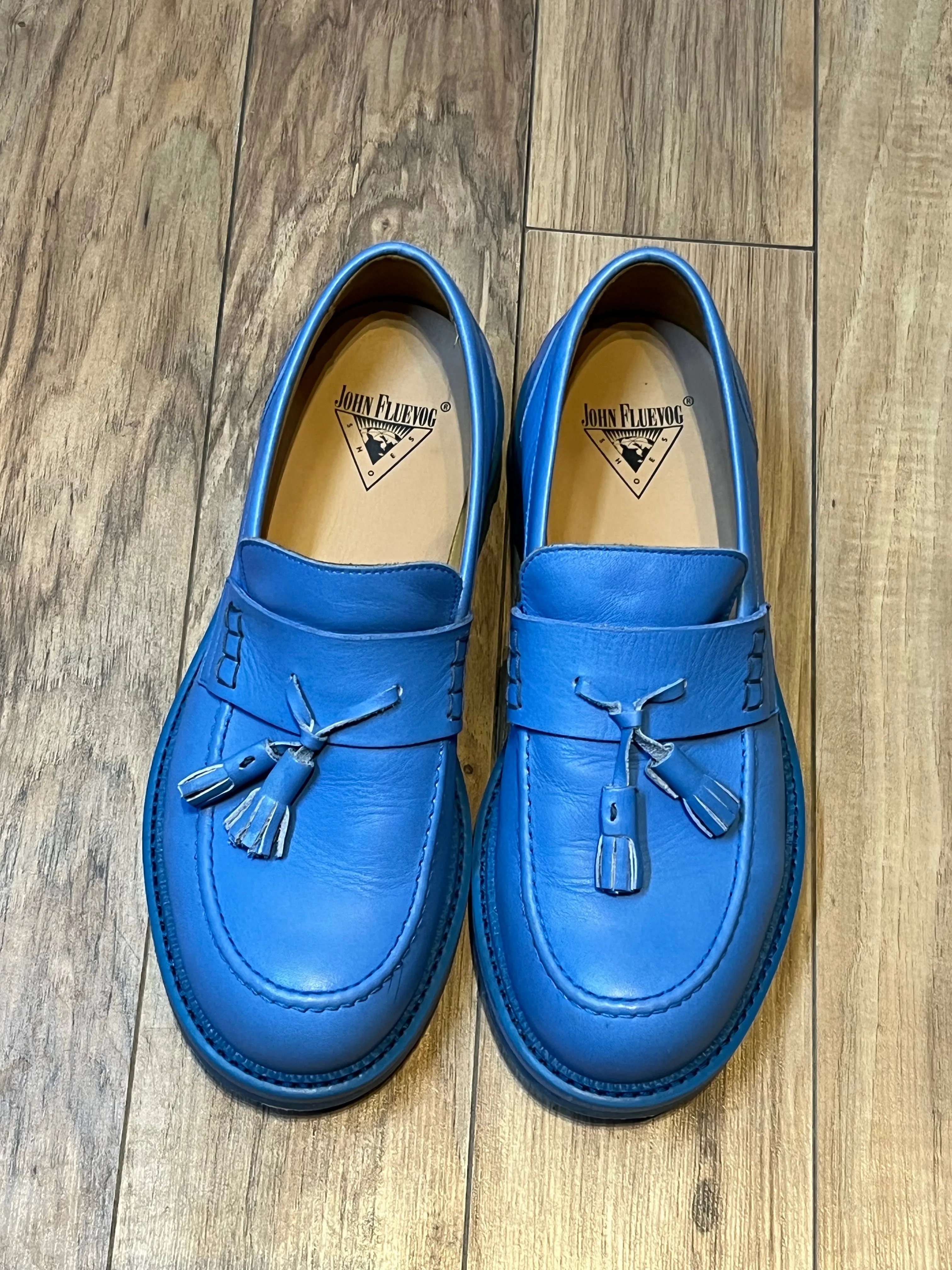 John Fluevog 7th Heaven Lindy Blue Loafers, Made in Portugal, Size US Mens 9, EUR 42
