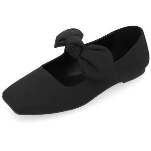 Journee Collection Womens Seralinn Mary Jane Ballet Flat Bow Tie Strap Square Toe Plaid Padded Slip On Shoe