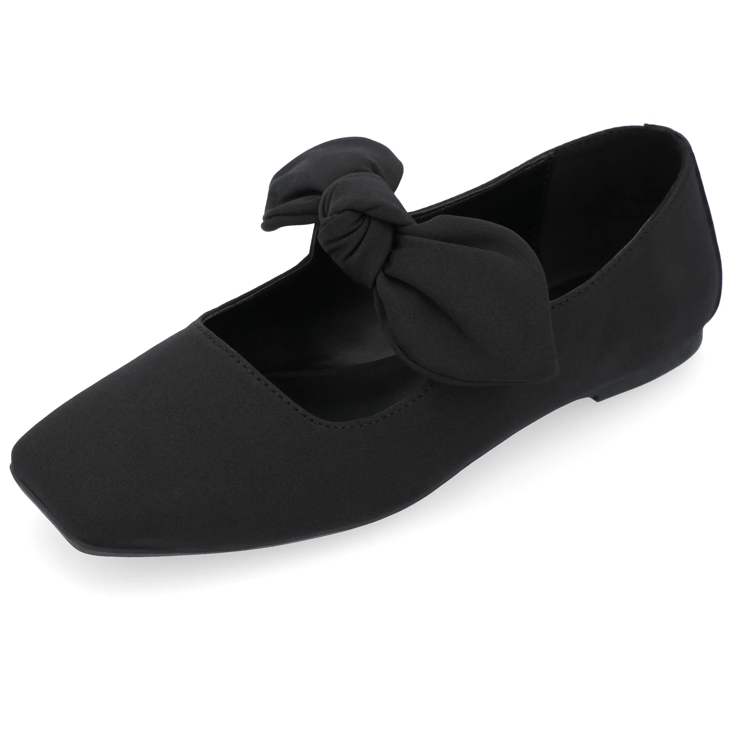 Journee Collection Womens Seralinn Mary Jane Ballet Flat Bow Tie Strap Square Toe Plaid Padded Slip On Shoe
