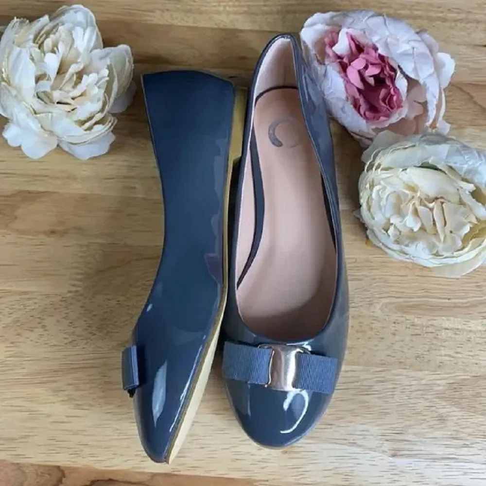 Journee Grey Bow Ballet Flats 8M