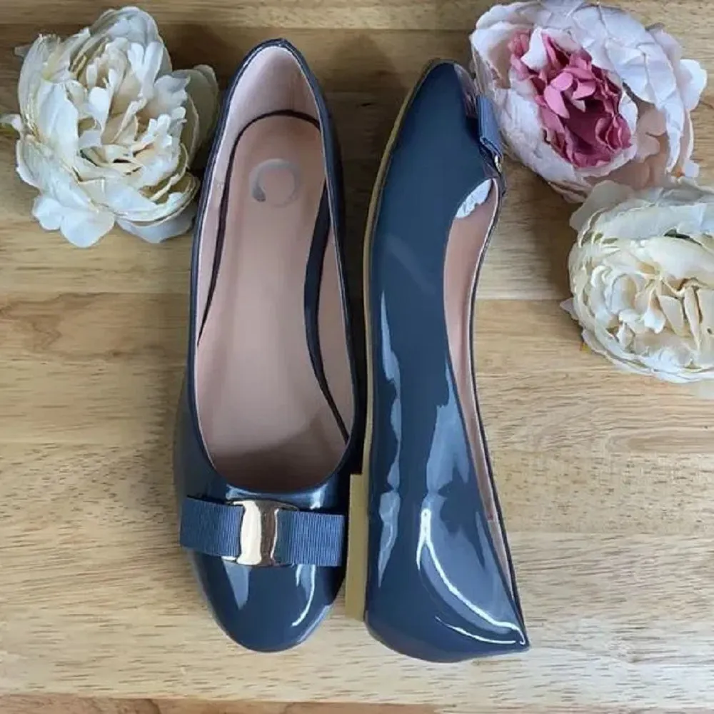 Journee Grey Bow Ballet Flats 8M