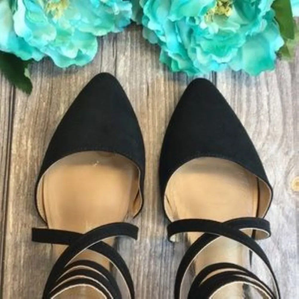JOURNEE Marlee Black Faux Suede Flat 8.5M