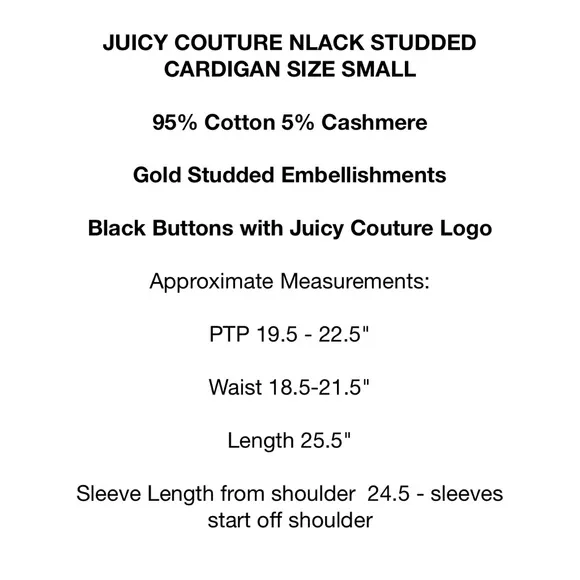 Juicy Couture Black Studded Cardigan Small
