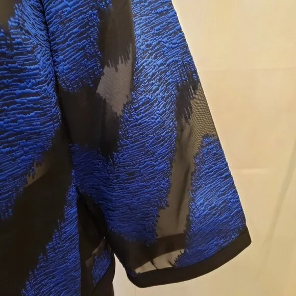 Kasper Womens Blue &amp; Black Lightweight Organza Mixed Texture Jacket w/Skirt. 14W