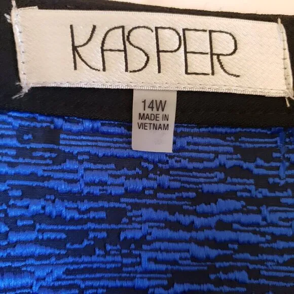 Kasper Womens Blue &amp; Black Lightweight Organza Mixed Texture Jacket w/Skirt. 14W