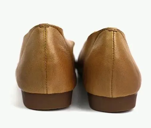 Khaki Leather Flats: Versatile and Chic Footwear for Women