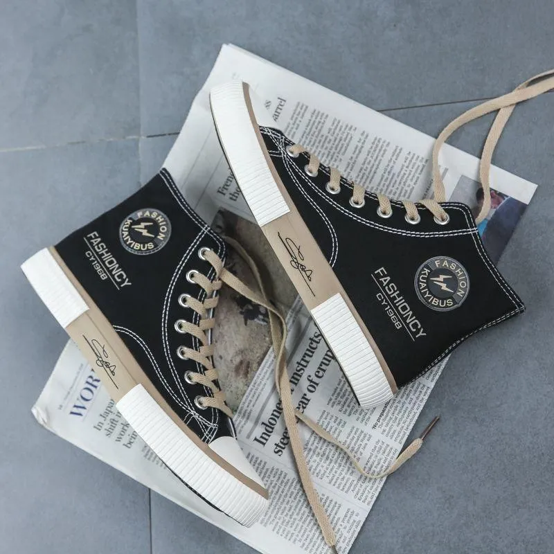 Korean Style Trendy All-match Shoes Hong Kong Style Casual Cloth Shoes Summer High-top Canvas Sneakers