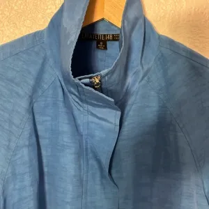 LAFAYETTE 148 Blue Blazer Coat Casual Double Zip size 10 Lightweight Gorgeous