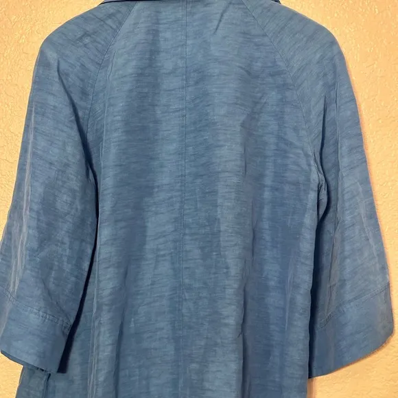 LAFAYETTE 148 Blue Blazer Coat Casual Double Zip size 10 Lightweight Gorgeous