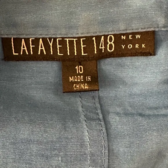 LAFAYETTE 148 Blue Blazer Coat Casual Double Zip size 10 Lightweight Gorgeous