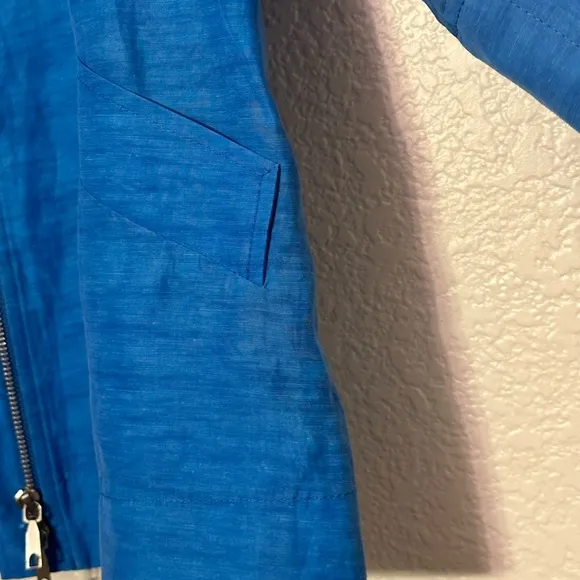 LAFAYETTE 148 Blue Blazer Coat Casual Double Zip size 10 Lightweight Gorgeous