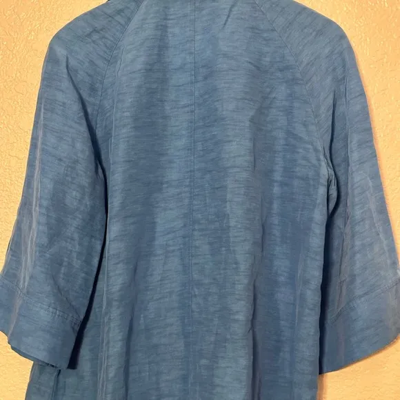 LAFAYETTE 148 Blue Blazer Coat Casual Double Zip size 10 Lightweight Gorgeous