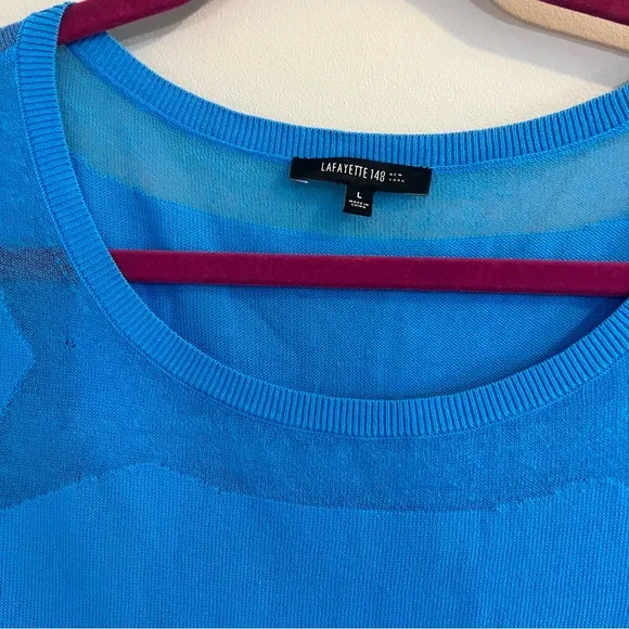 Lafayette 148 New York Lightweight Sweater in Blue, size Large.