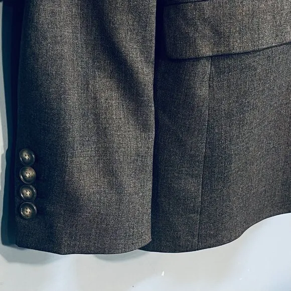 Lauren Ralph Lauren Wool Blazer Women 10 Lightweight Single Button Classic Gray