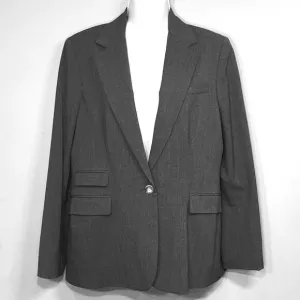 Lauren Ralph Lauren Wool Blazer Women 10 Lightweight Single Button Classic Gray