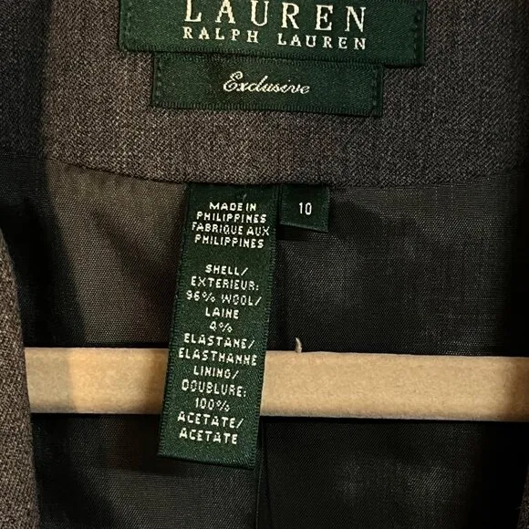 Lauren Ralph Lauren Wool Blazer Women 10 Lightweight Single Button Classic Gray