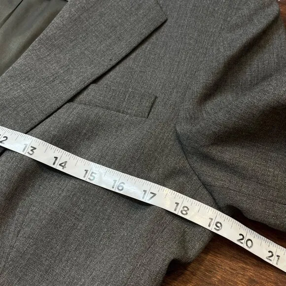 Lauren Ralph Lauren Wool Blazer Women 10 Lightweight Single Button Classic Gray