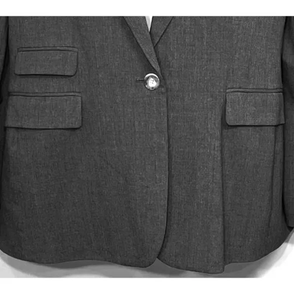Lauren Ralph Lauren Wool Blazer Women 10 Lightweight Single Button Classic Gray