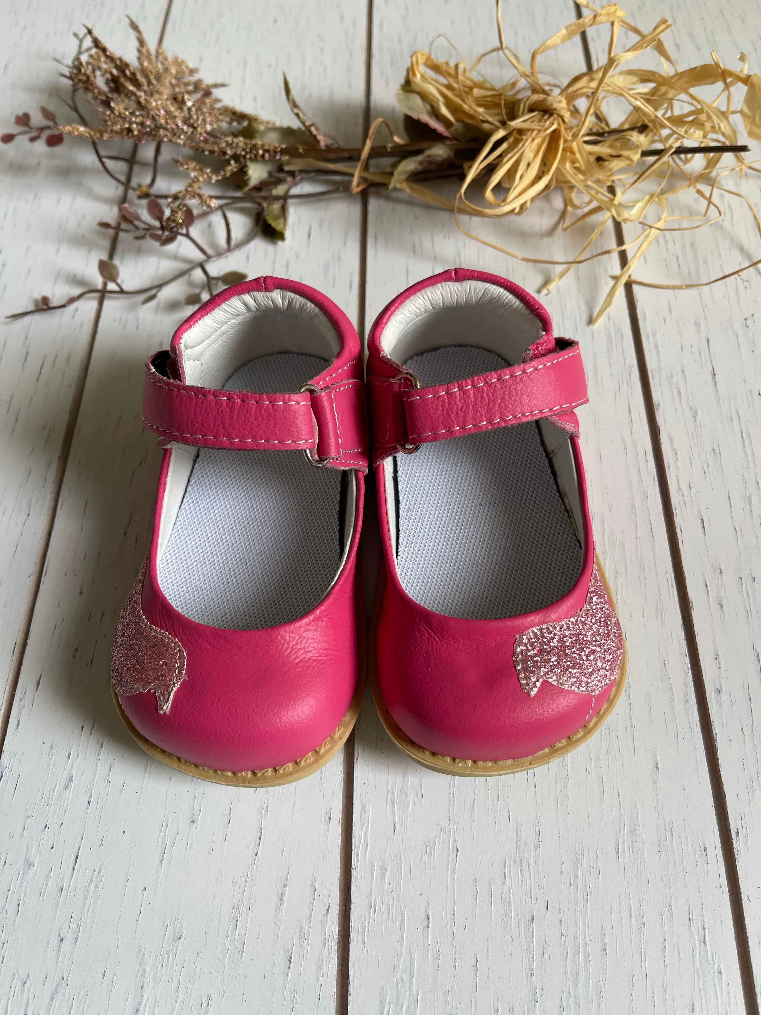 Leather bird strap girl shoes