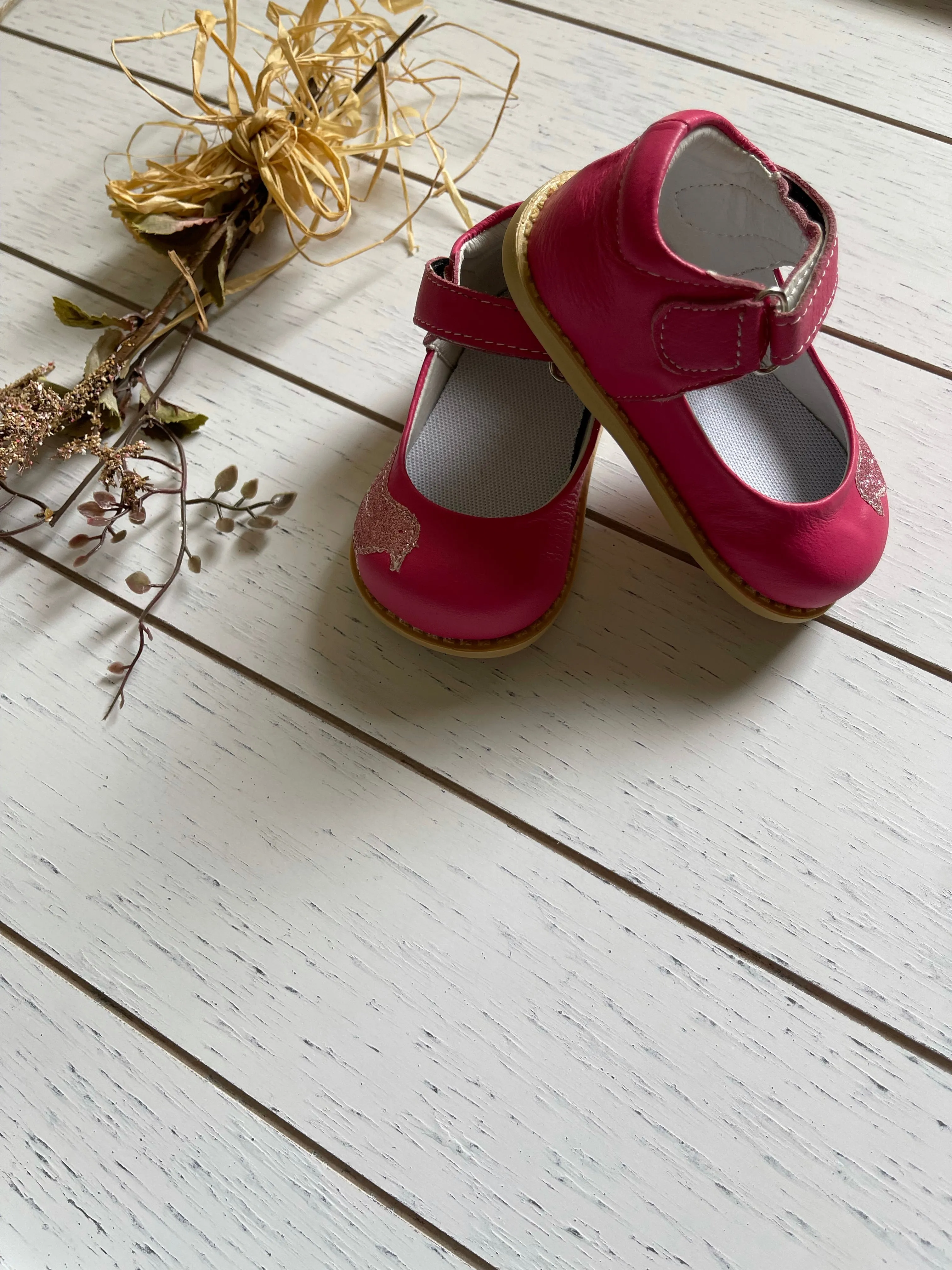 Leather bird strap girl shoes