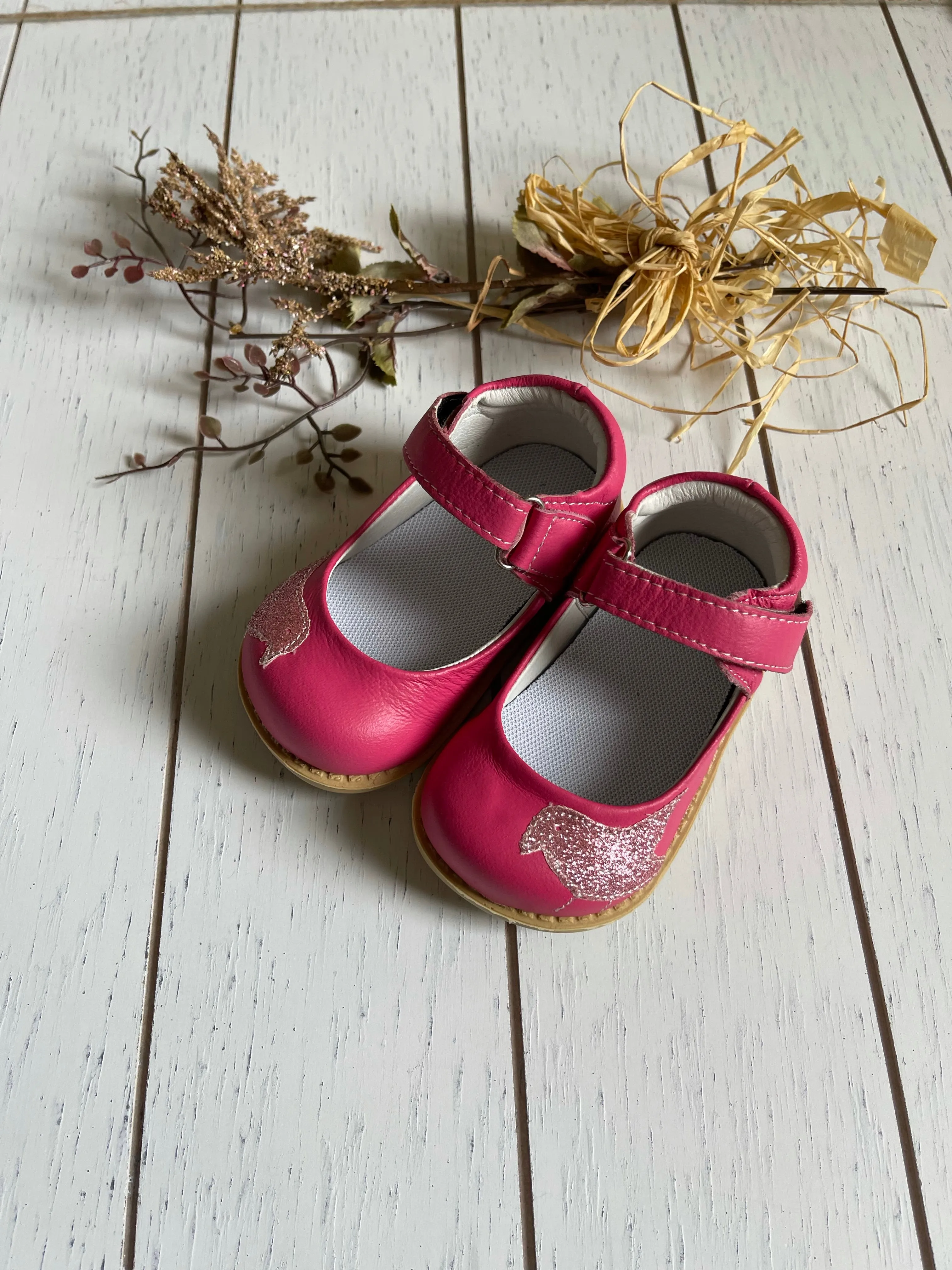 Leather bird strap girl shoes