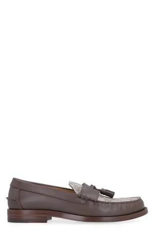 Leather loafers with decorative tassels