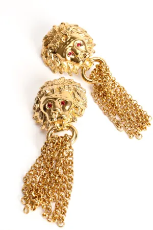 Lion Chain Tassel Earrings