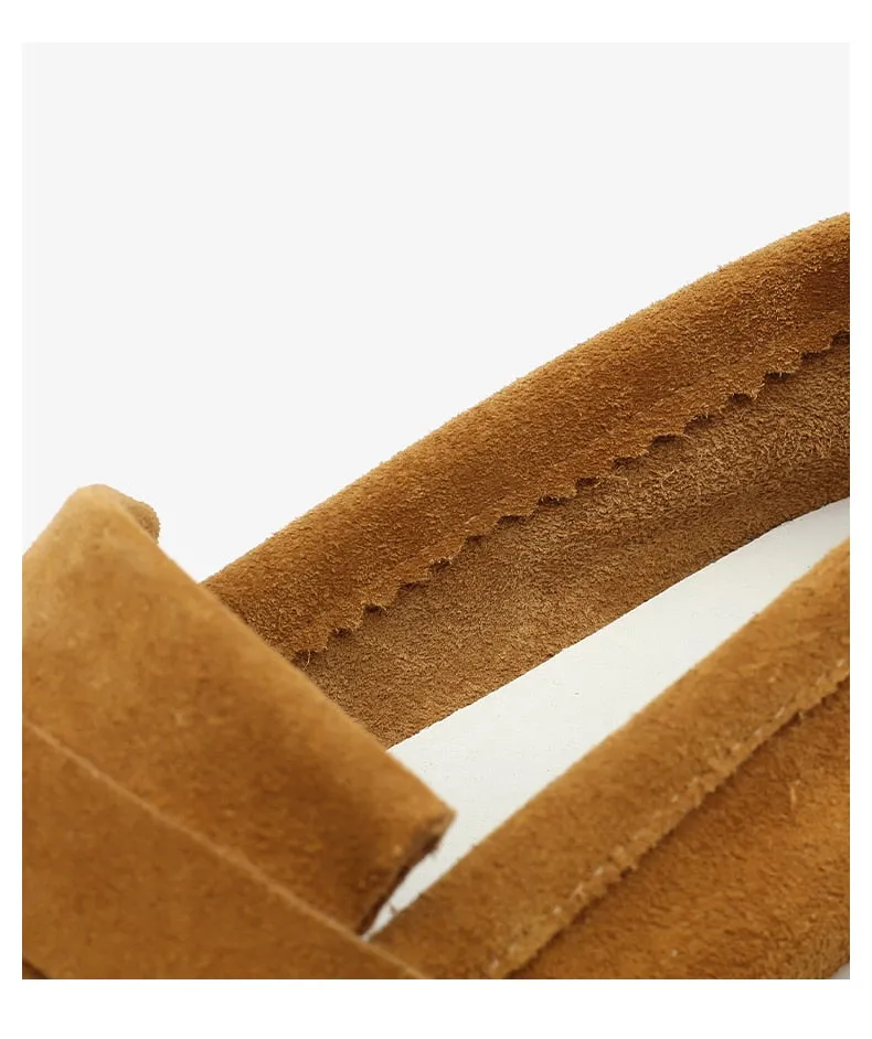 loafers Women cow-suede Slip-On flats shoes Genuine Leather tassel Ballets Flats Shoes women Moccasins size 36-42