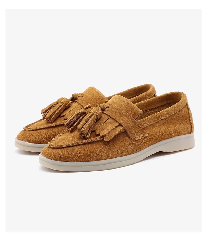 loafers Women cow-suede Slip-On flats shoes Genuine Leather tassel Ballets Flats Shoes women Moccasins size 36-42