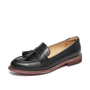 Loafers Women Tassels Genuine Leather Slip Ons Sheepskin Pointed Toe Lady Flats Casual Shoes Handmade