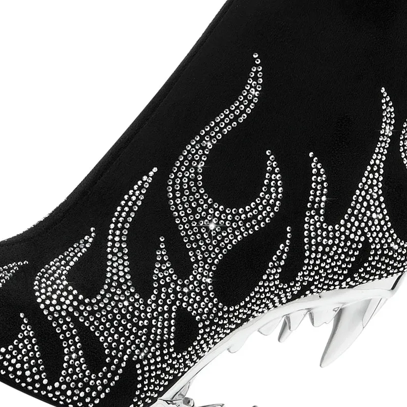 Lorena – Water Diamond Flame-Pointed High Heel Women's Boots