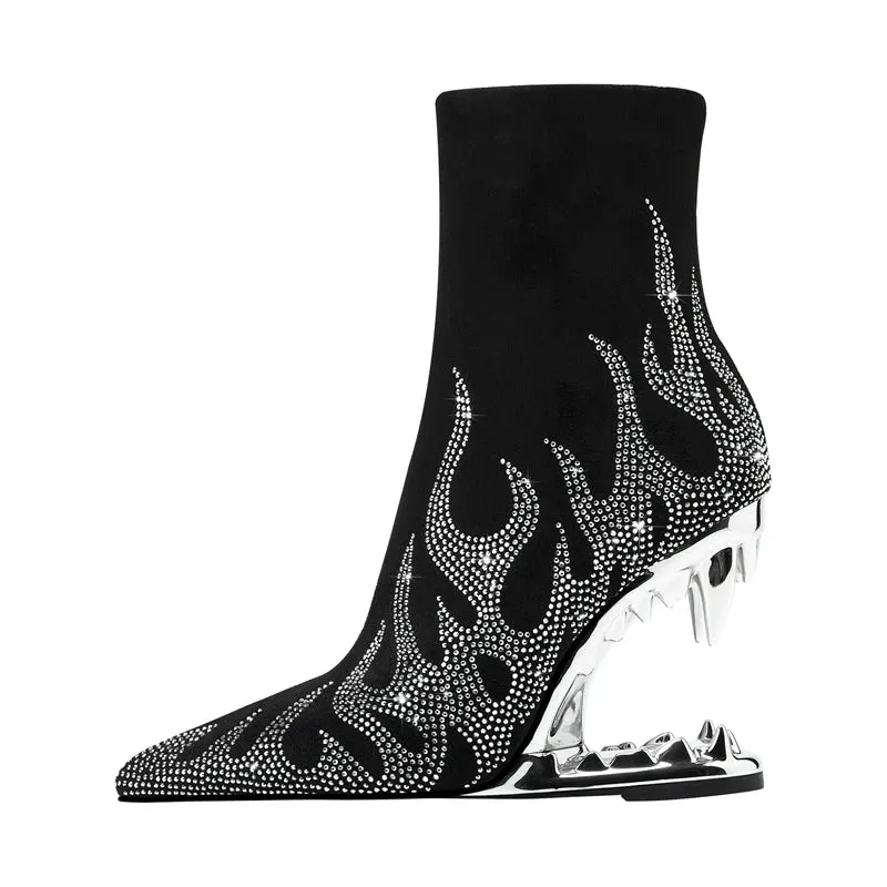 Lorena – Water Diamond Flame-Pointed High Heel Women's Boots